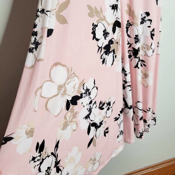 London Times Women's Pleated Neck Sleeveless Midi Dress Blush/Taupe/Ivory 6 - Picture 5 of 9